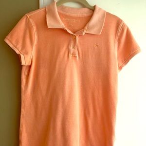 American Eagle Peach/coral/orange distressed polo